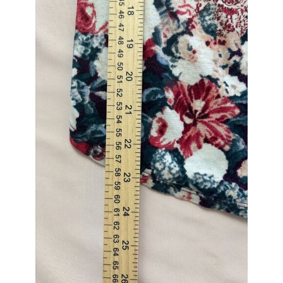 Lucky Brand Long Sleeve Knit Top with Cut Outs - Maroon Floral - Size M - Picture 8 of 12